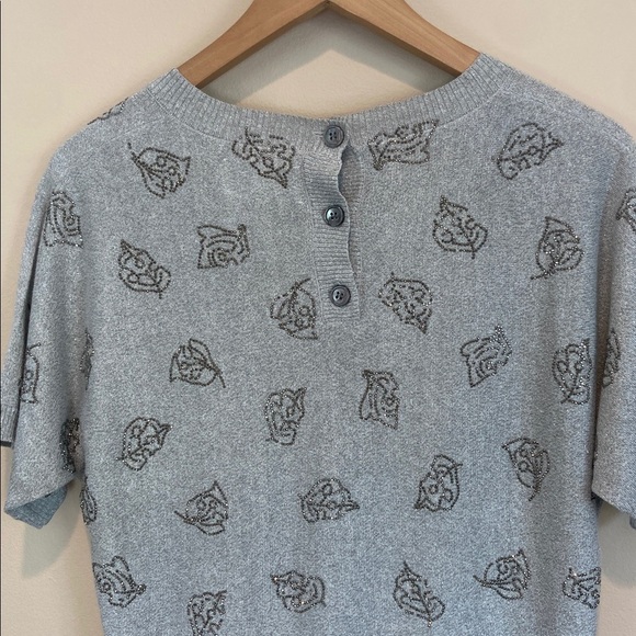 Zadig & Voltaire -Grey Metallic Linen Top – Shimmer Knit Tee - Picture 8 of 10